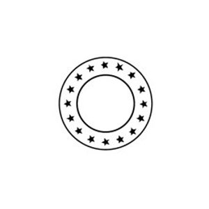Rubber Stamp Faux Postage Circle With Stars