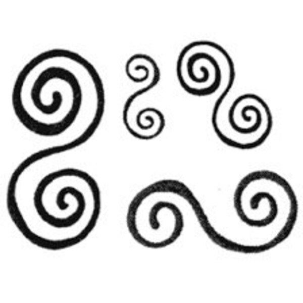 Unmounted Rubber Stamps Set of Four Double Spirals