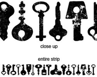 Unmounted Rubber Stamp  Antique Key Border