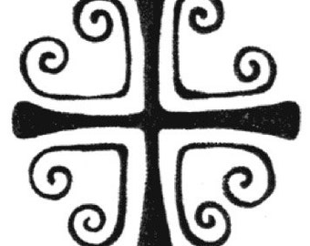 Rubber Stamp Cross With Spirals