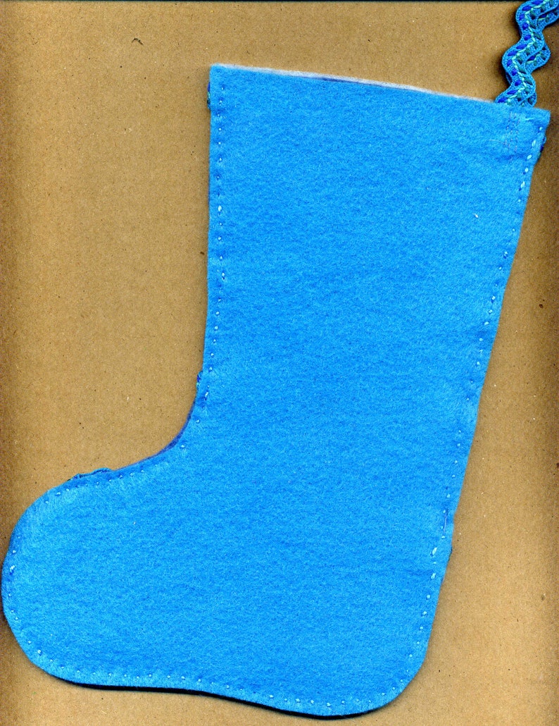 Felt Christmas Stocking With Hand Sewn Applique Blue and Etsy