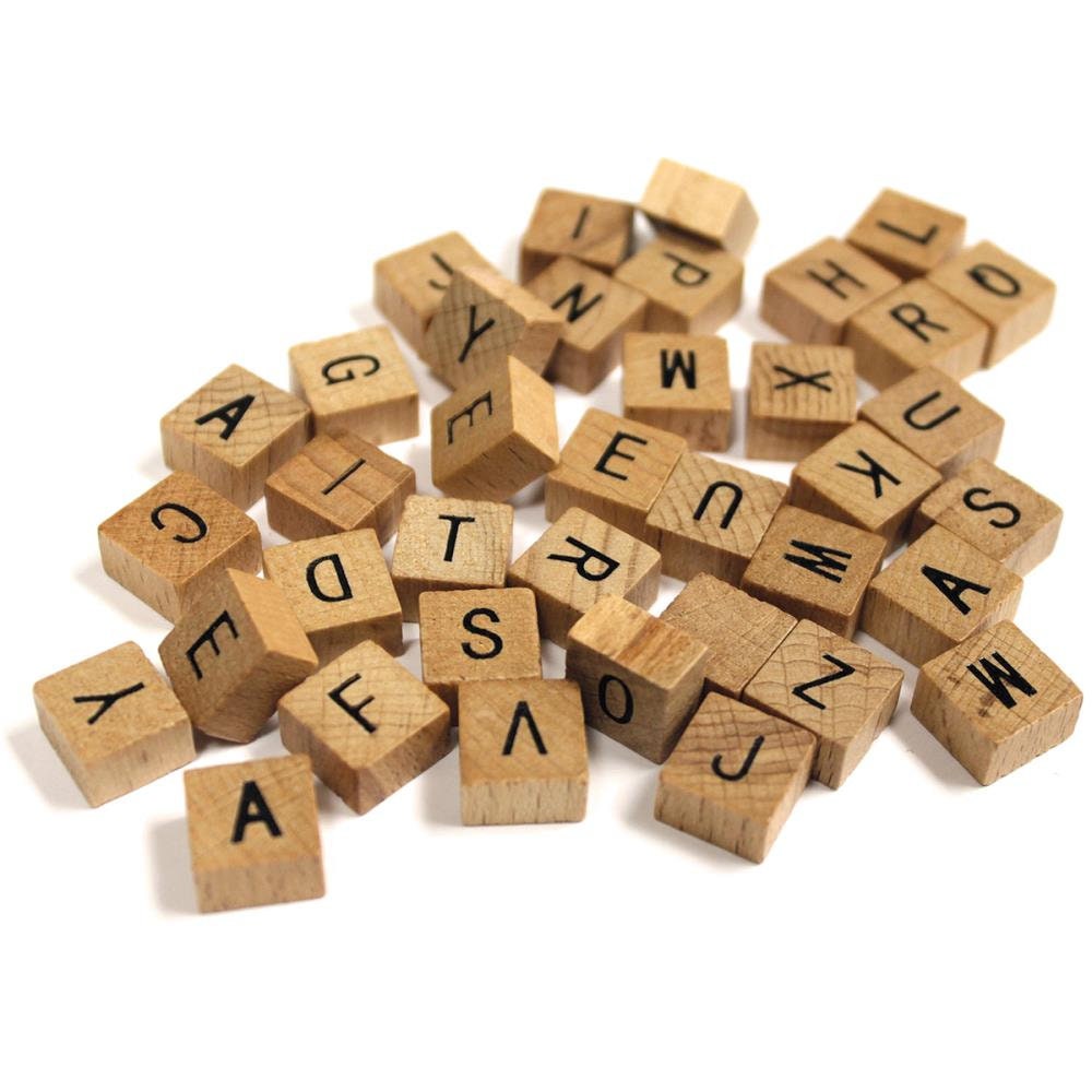 100 Wooden Scrabble Letter Tiles Game Pieces RANDOM LETTERS for Crafting,  Jewelry, Mixed Media 