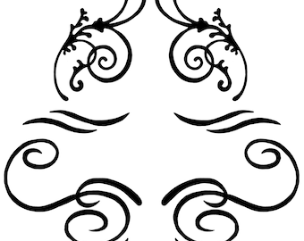 Unmounted Rubber Stamp Set of 3 - Antique Design Elements 2