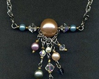 Bar Necklace With Large Faux Pearl Bead