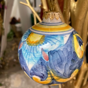 Italian Floral Inspired Handpainted Ceramic Christmas Ornament