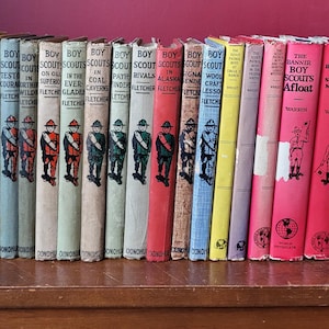 1911 1933 Boy Scouts Adventure Stories Collection of 24 vintage books The Banner Boy Scouts The Scout Patrol Boys Antique bookshelf Boy book