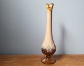 Amber Swung Glass Bud Vase Fenton Cameo Opalescent Lily of the Valley