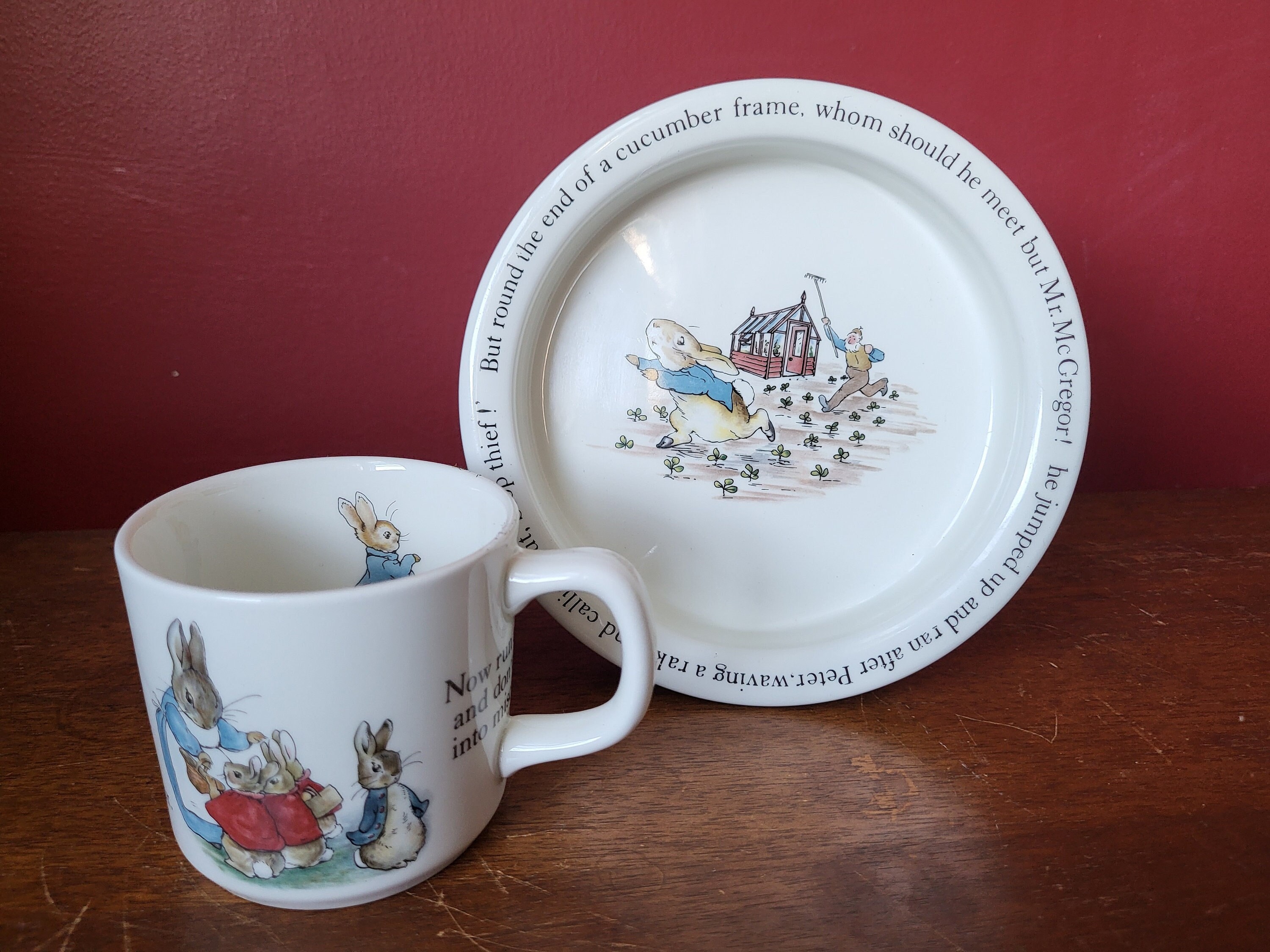 1940 Wedgwood Peter Rabbit Child's Set 2 Piece Bowl and Mug