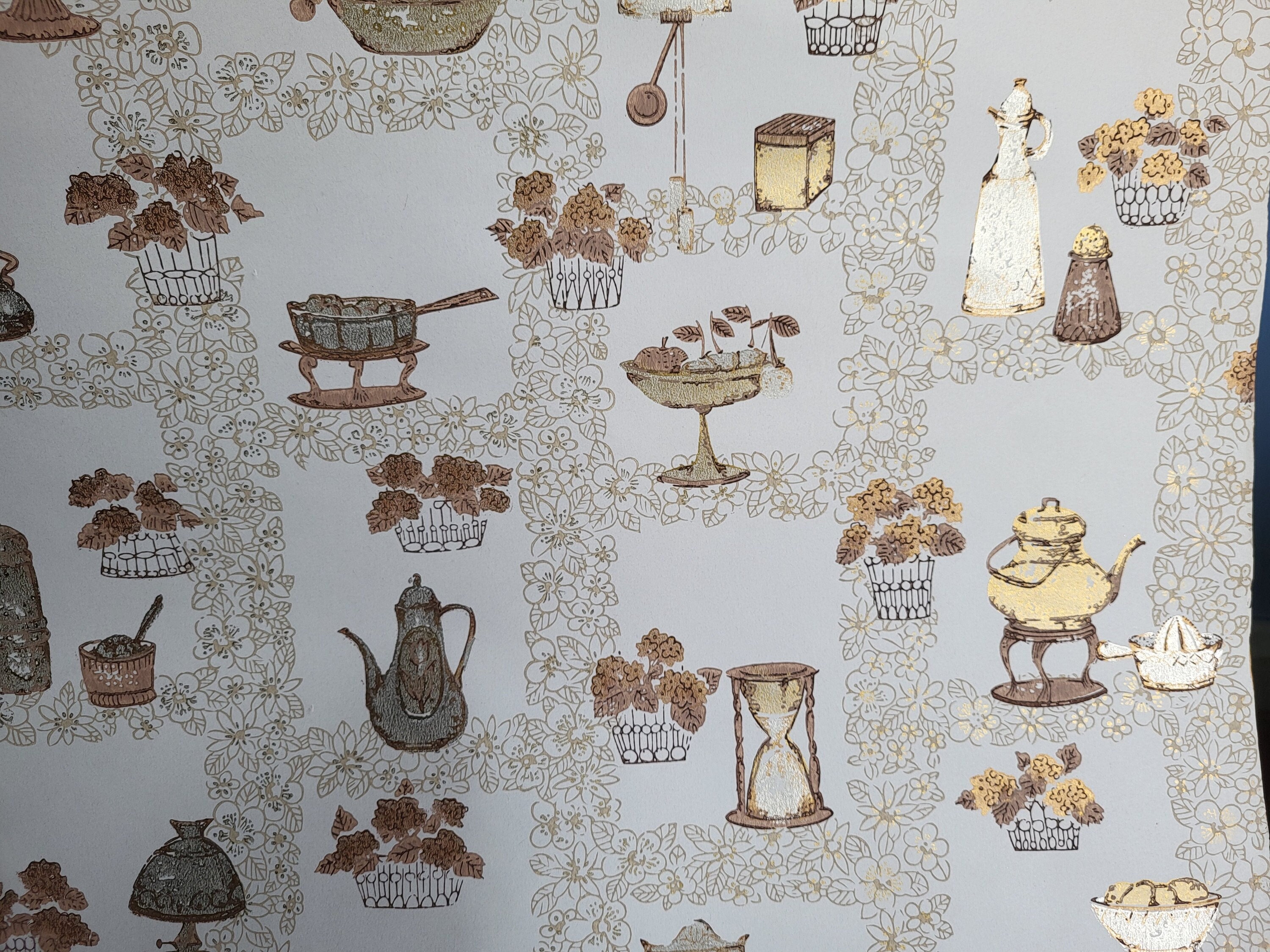 ✔️Antique wall paper U.W.P.C of N.A Vintage Wallpaper Metallic Gold and Silver UWPC of NA Union