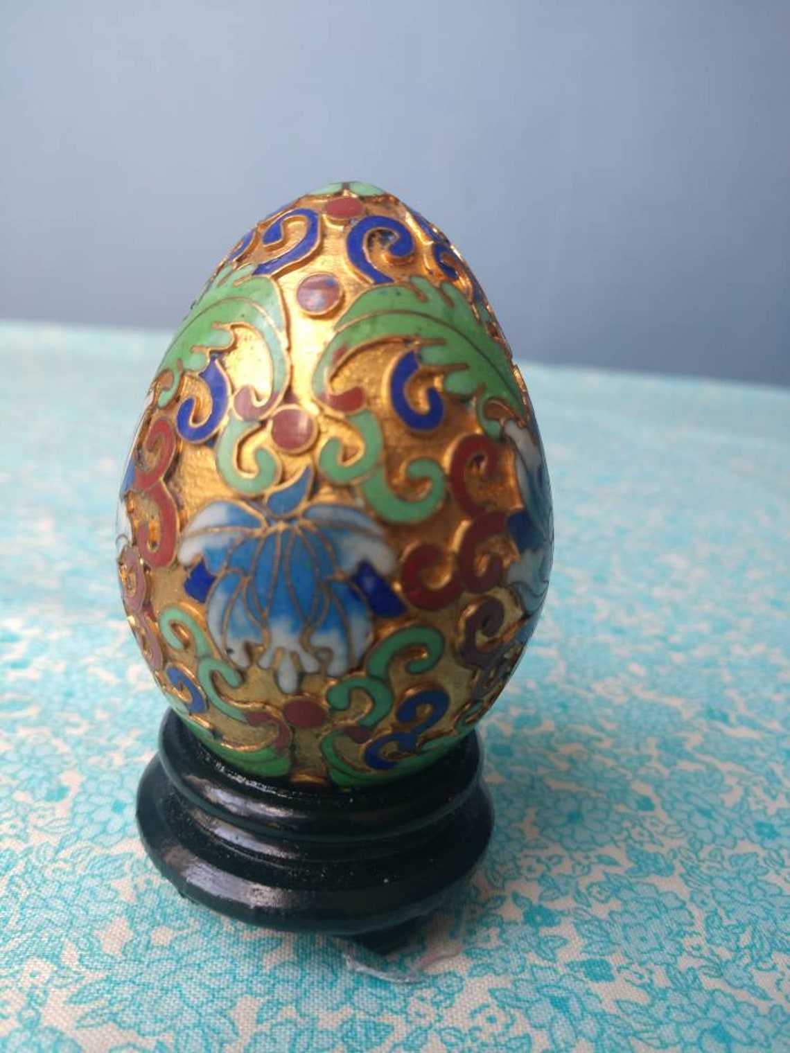 Vintage Brass and Cloisonne Enameled Egg VTG Bright Enamel Etsy New