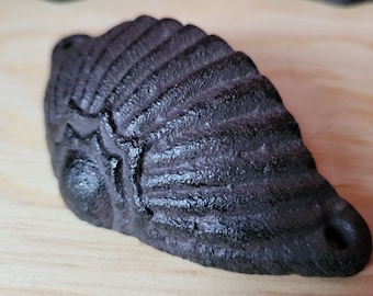Cast Iron Sunburst Drawer Pull: Half Shell Cabinet Handle