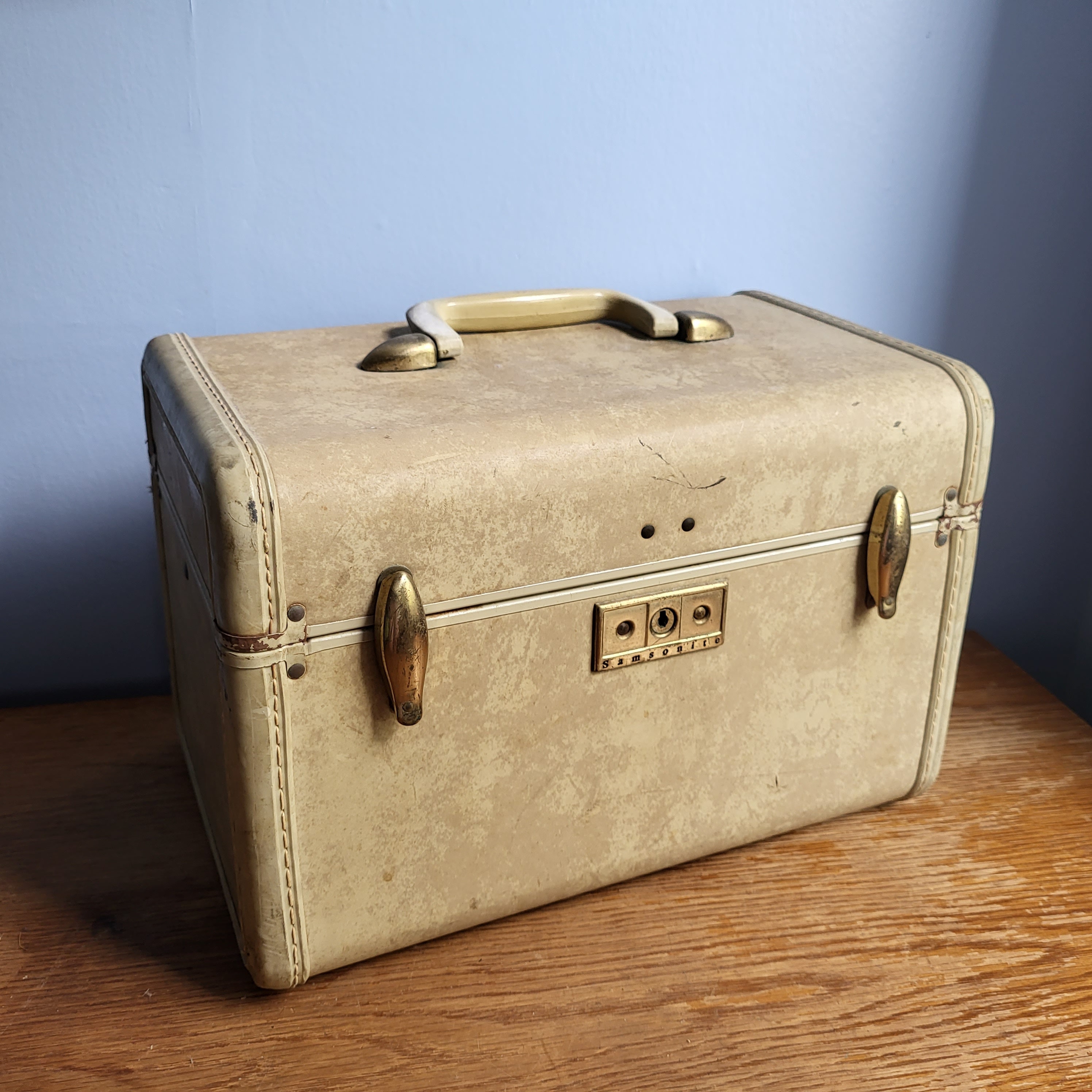 Vintage 1940s 50s Gateway Luggage Faux Bois and Ivory Train 