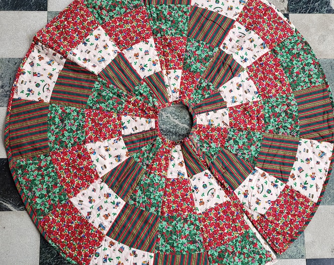 Handmade Tree Skirt Country Christmas Patchwork, Thinly Quilted, Full