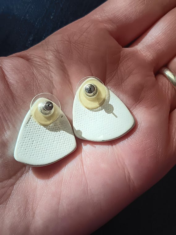 Handcrafted Ceramic Earrings: Asymmetrical Green … - image 2