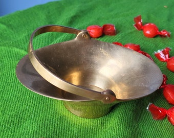 Brass basket Vintage Easter basket metal Sold separately Candy dish Easter basket Movable handle India brass MCM decor