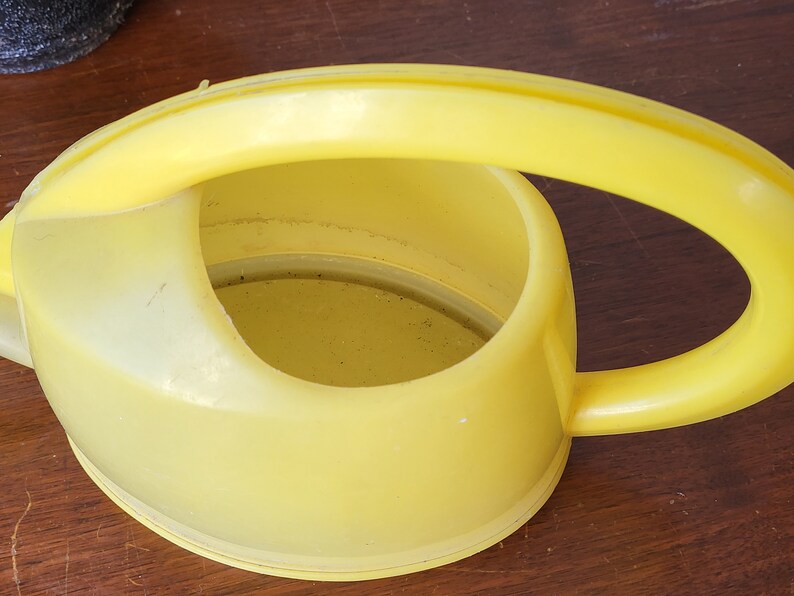 Swiss Stöckli Bright Yellow Watering Can. Vintage plastic long narrow spout indoor water can image 4