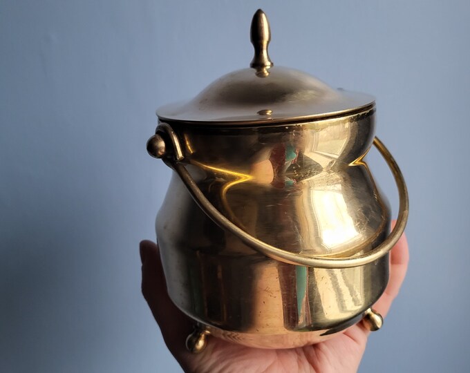 Gold Cauldron, Desktop Size, Antique Brass Fire Starter 1800s