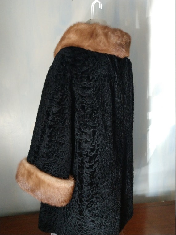 Famous Barr fur & wool coat - Vintage 40s 50s bla… - image 8