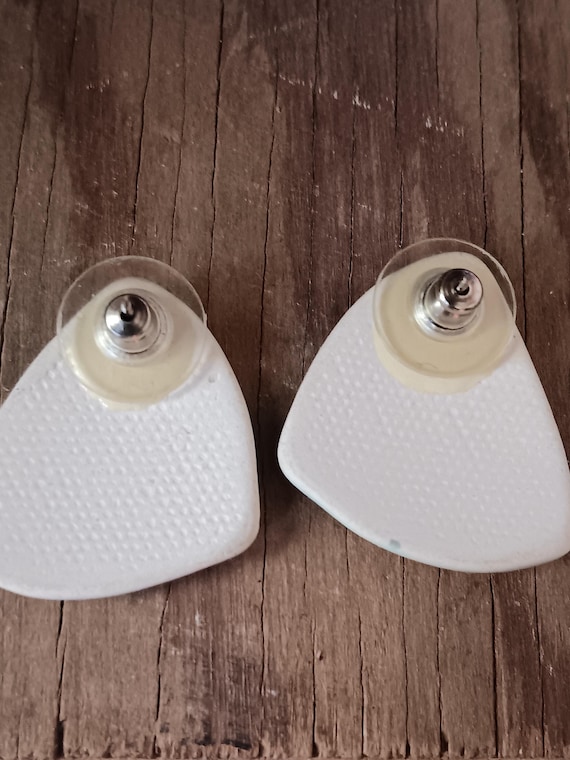 Handcrafted Ceramic Earrings: Asymmetrical Green … - image 6