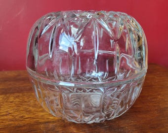Fairy Lamp 2 piece glass with top opening Candleholder or For potpourri home scent Vintage Homco pressed glass