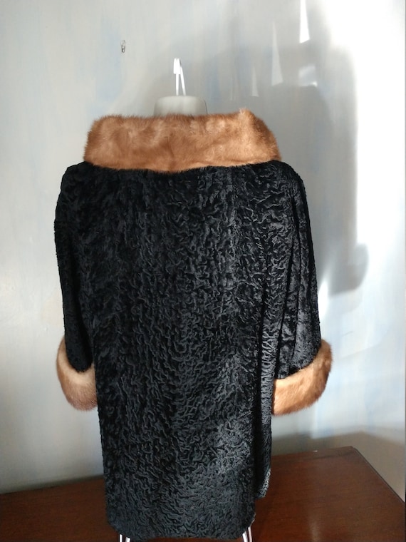 Famous Barr fur & wool coat - Vintage 40s 50s bla… - image 9