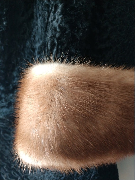 Famous Barr fur & wool coat - Vintage 40s 50s bla… - image 6