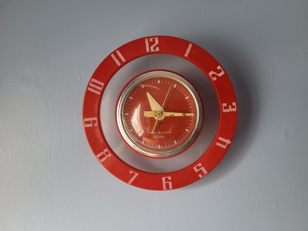 Space Age Red Plastic Telechron 2 Series Wall Clock Not Etsy