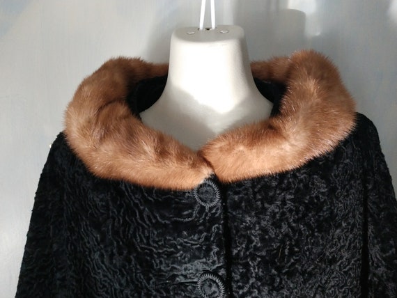 Famous Barr fur & wool coat - Vintage 40s 50s bla… - image 4
