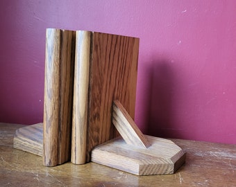 Vintage Solid Oak Book Shaped Bookends NativeWood Genuine Ozark Grown Harvest Oak