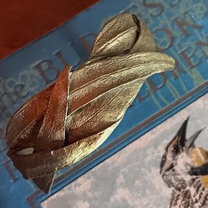 Michael Michaud Bracelet Bronze long Eucalyptus Leaves intertwined cast bronzed patina Artisan Museum Wrist cuff bangle