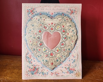 With Love to My Sweetheart On Valentine's Day silk heart, glitter, silver, 3D oversized Valentine card from Hallmark, with box