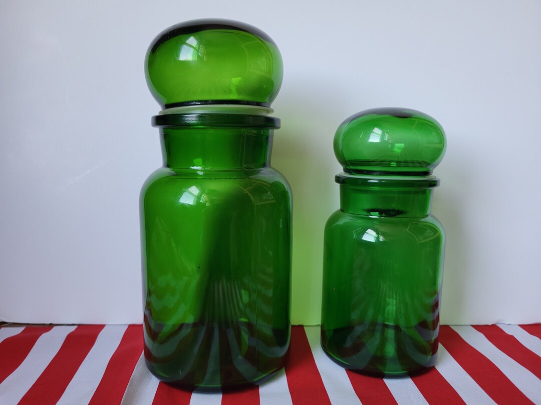 Emerald Green Jars Made in Belgium Glass Canisters Etsy