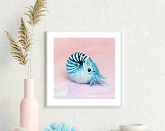 Nautilus Print, Pink Nautilus Art Print, Home Decor, Blush Pink Wall Art, Creatures Poster, Cute Nautilus Art, Animal Artwork, Poster