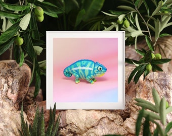 Animal Fine Art Print "Chameleon" square size 16"x16" inch 40x40 cm wall decor giclée poster