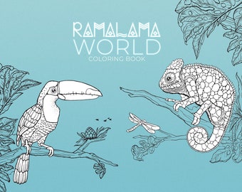 DIGITAL DOWNLOAD Coloring Book "Ramalama World" / 12 pages featuring animals