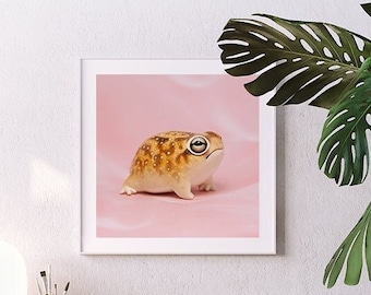 Rain Frog Print, Grumpy Frog Poster, Animal Fine Art Print, Square Size 16"x16" inch, 40x40 cm, wall decor, giclée poster, Cute Frog