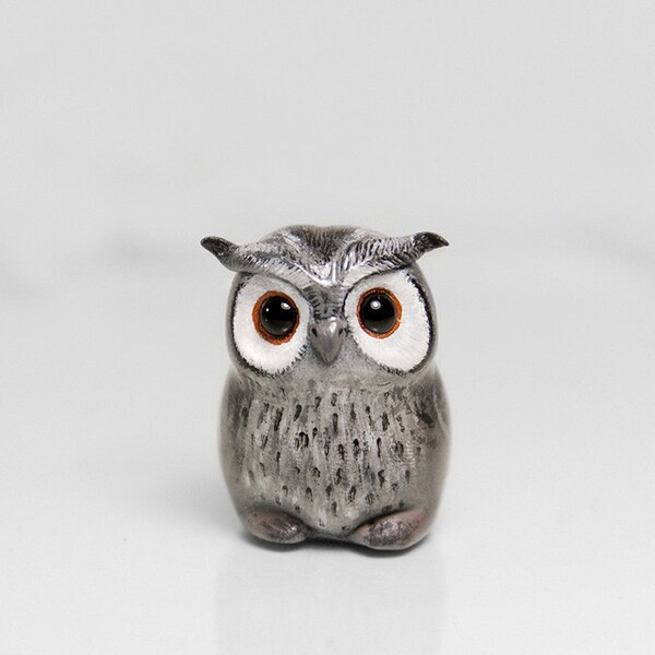 Owl Figurine OOAK Handmade Polymer Clay Animal Totem