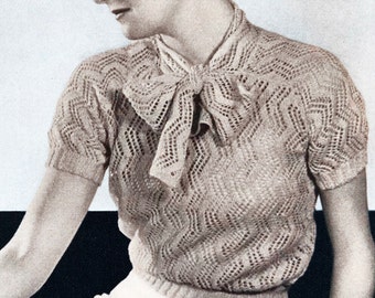 Highly coveted 1930s lace top pdf knitting pattern