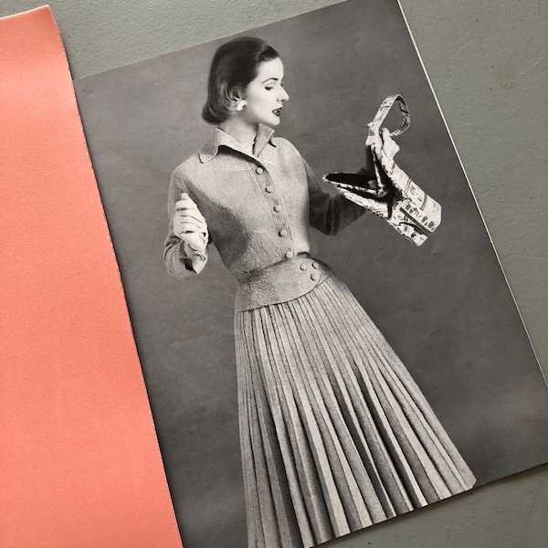 1955 Dior style vintage suit dress knitting pattern