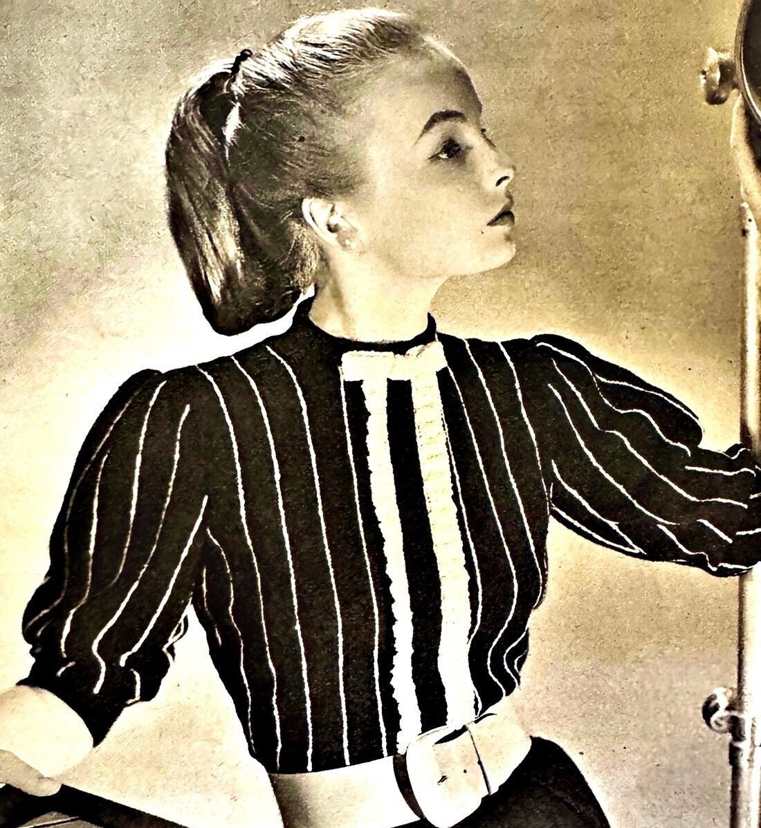 Chemise Manches Longues Rayée Vintage Années 50 - Neuf Avec étiquettes, Taille 12, Couleurs Automne