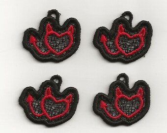 2" Devil’s Heart Charms, set of 4!
