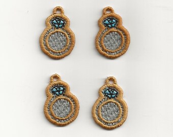 2" Diamond Ring Charms, set of 4!