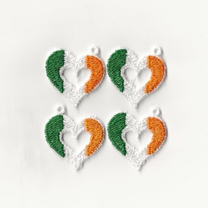 1.5” Irish Flag Heart Lace Charms, Set of 4!