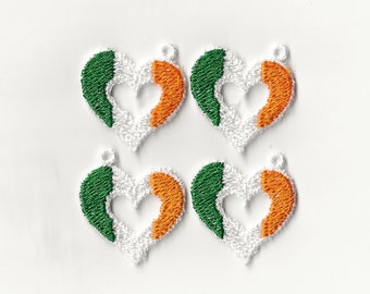 1.5” Irish Flag Heart Lace Charms, Set of 4!