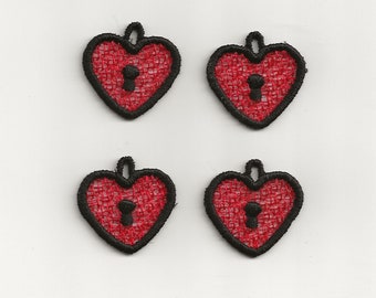 2" Lock in a Heart Charms, set of 4!