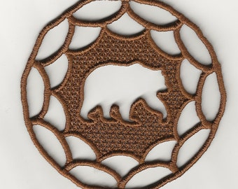 4" Bear Lace Embellishment/Sun Catcher/Dream Catcher! Custom Made Color!