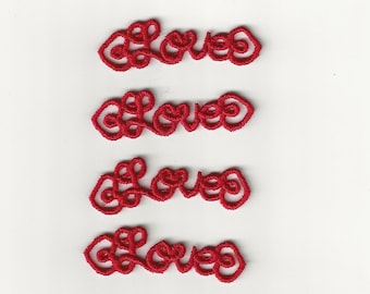 2” Heart Love Lace Charms, Set of 4!