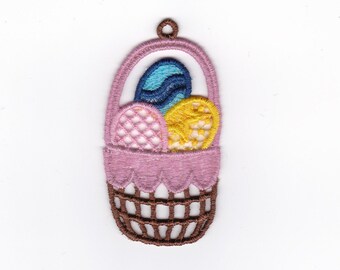 3" Easter Basket Lace Charm / Ornament, Custom Liner Color!