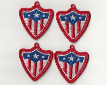 2” American Flag Lace Charms, Set of 4!
