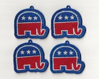 2” Republican Party Logo Lace Charms, Set of 4!